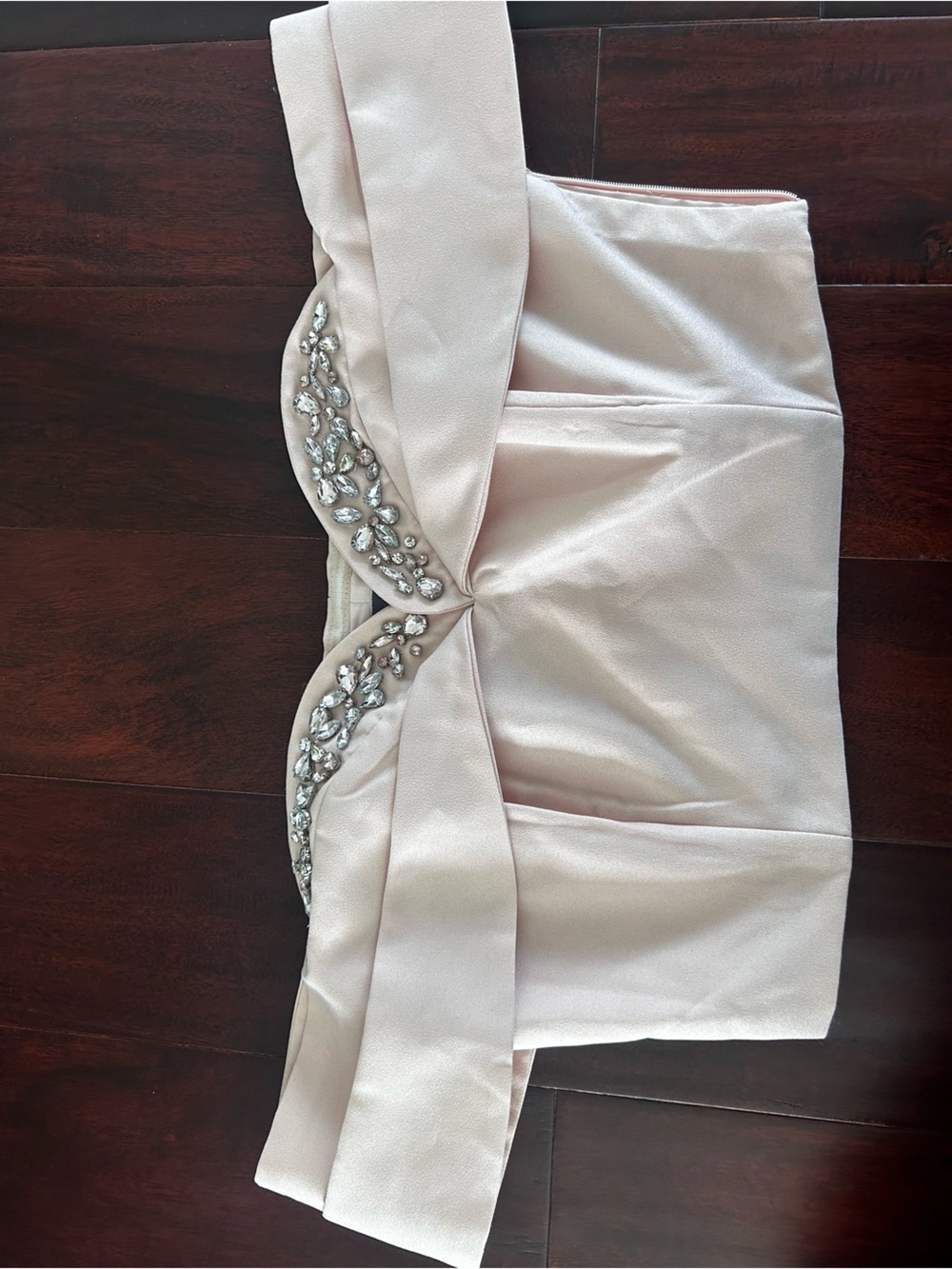 Crystal-Embellished Off-Shoulder Blush Top